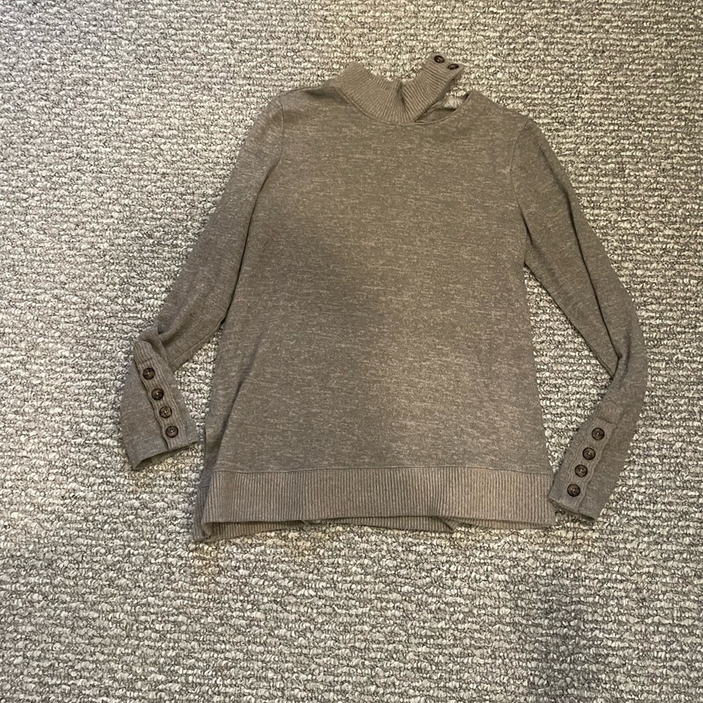 Democracy Gray Button-Cuff Sweater